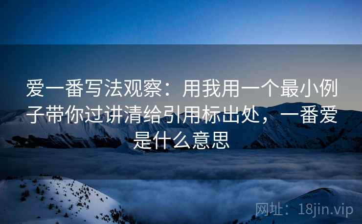 爱一番写法观察：用我用一个最小例子带你过讲清给引用标出处，一番爱是什么意思